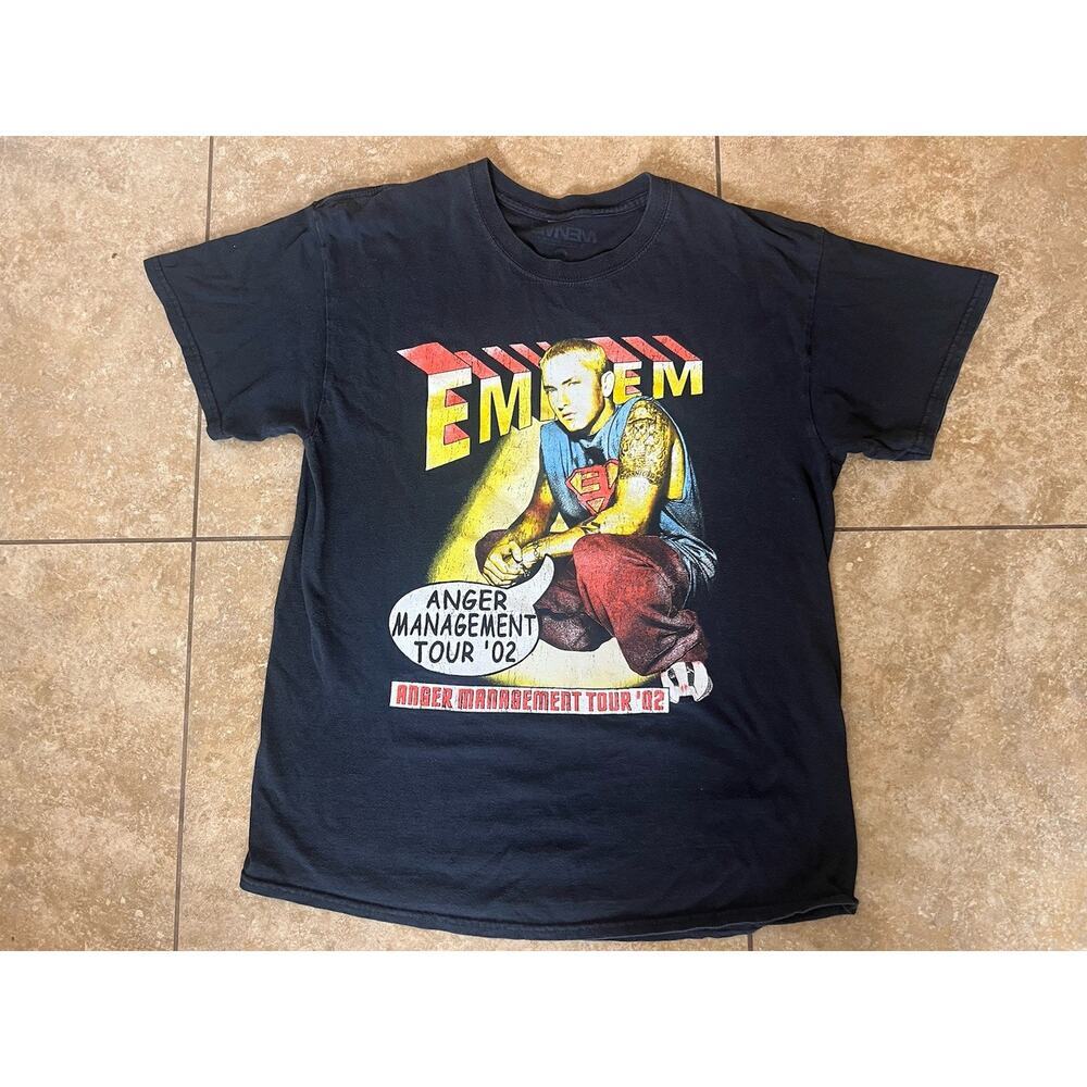 EMINEM Anger Management Tour 2002 Men's Black Shirt Large Vintage Rap God